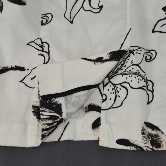 Alanni Lily Floral Stretchy Womens Blaser Jacket Two Button Front Black White 4 - Picture 9 of 15